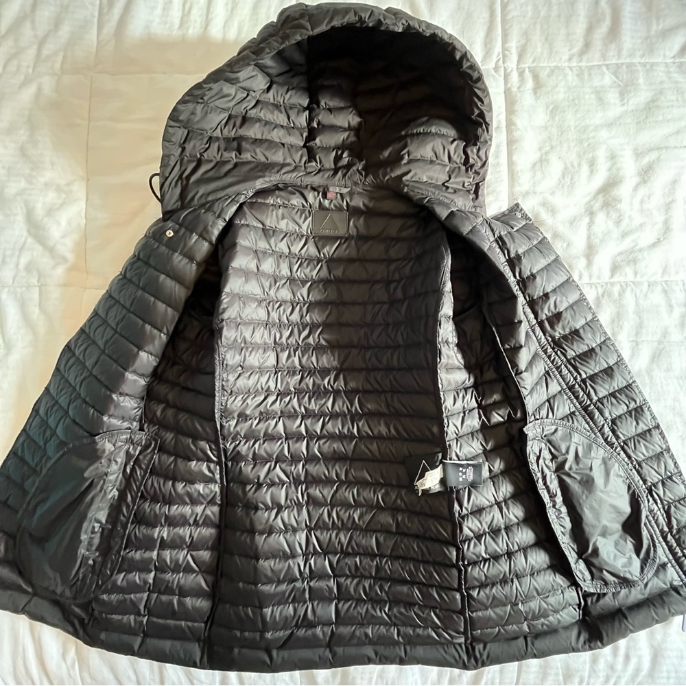 Atelier Noir by Rudsak Cortina Black Duck Down Quilted Coat Lamb Leather Trim L - Picture 8 of 16